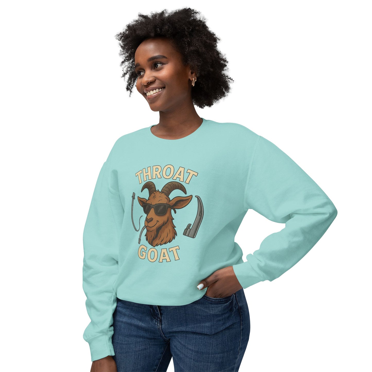 Throat Goat Unisex Crewneck Sweatshirt, Funny Goat Gift, Casual Wear, Humor Apparel, Unique Sweatshirt