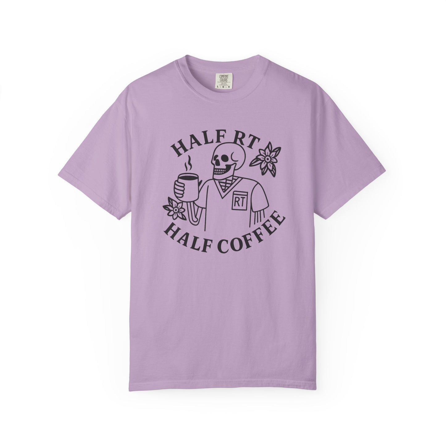 Half Coffee Half RT Respiratory Unisex Tee, Fun Coffee Lover Shirt, Casual Everyday Wear, Unique Gift for Friends, Quirky Graphic Tee