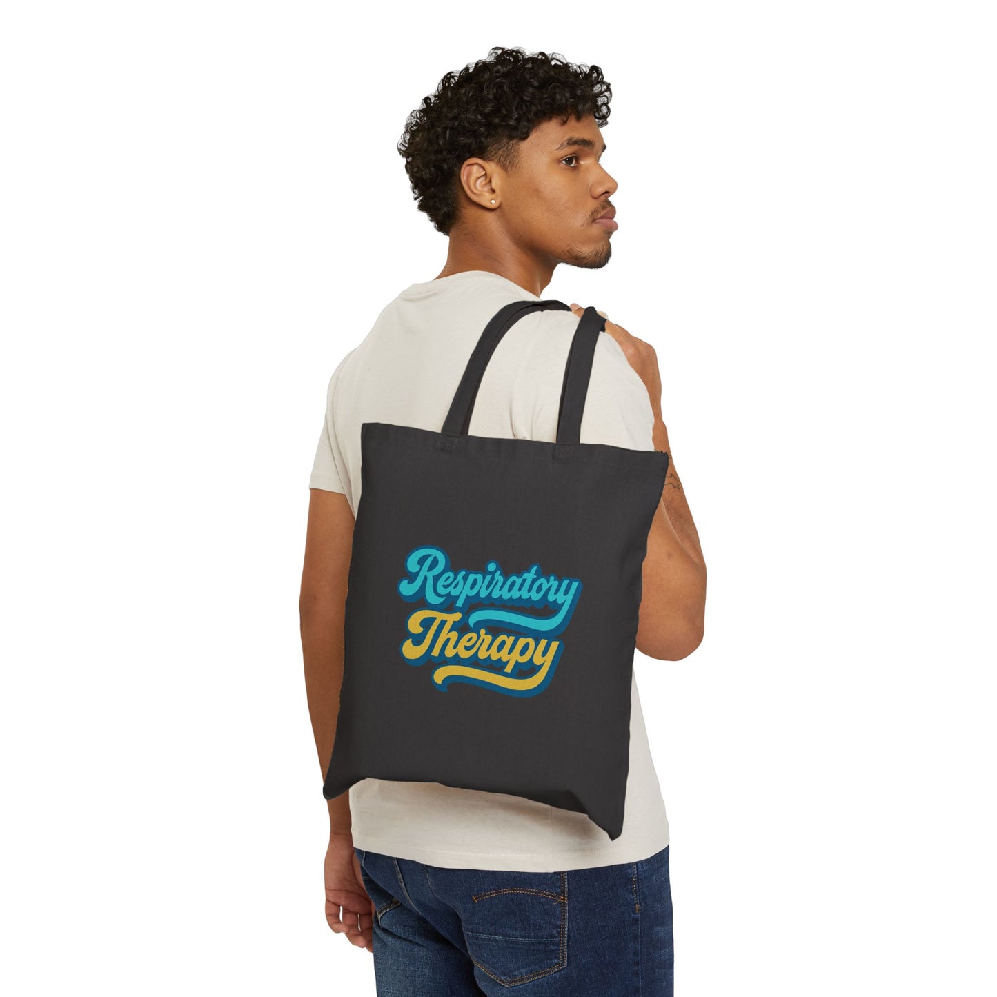 Respiratory Therapy Cotton Canvas Tote Bag - Reusable Shopping Bag, Eco-Friendly Gift for Healthcare Workers, Nurse, and Therapist