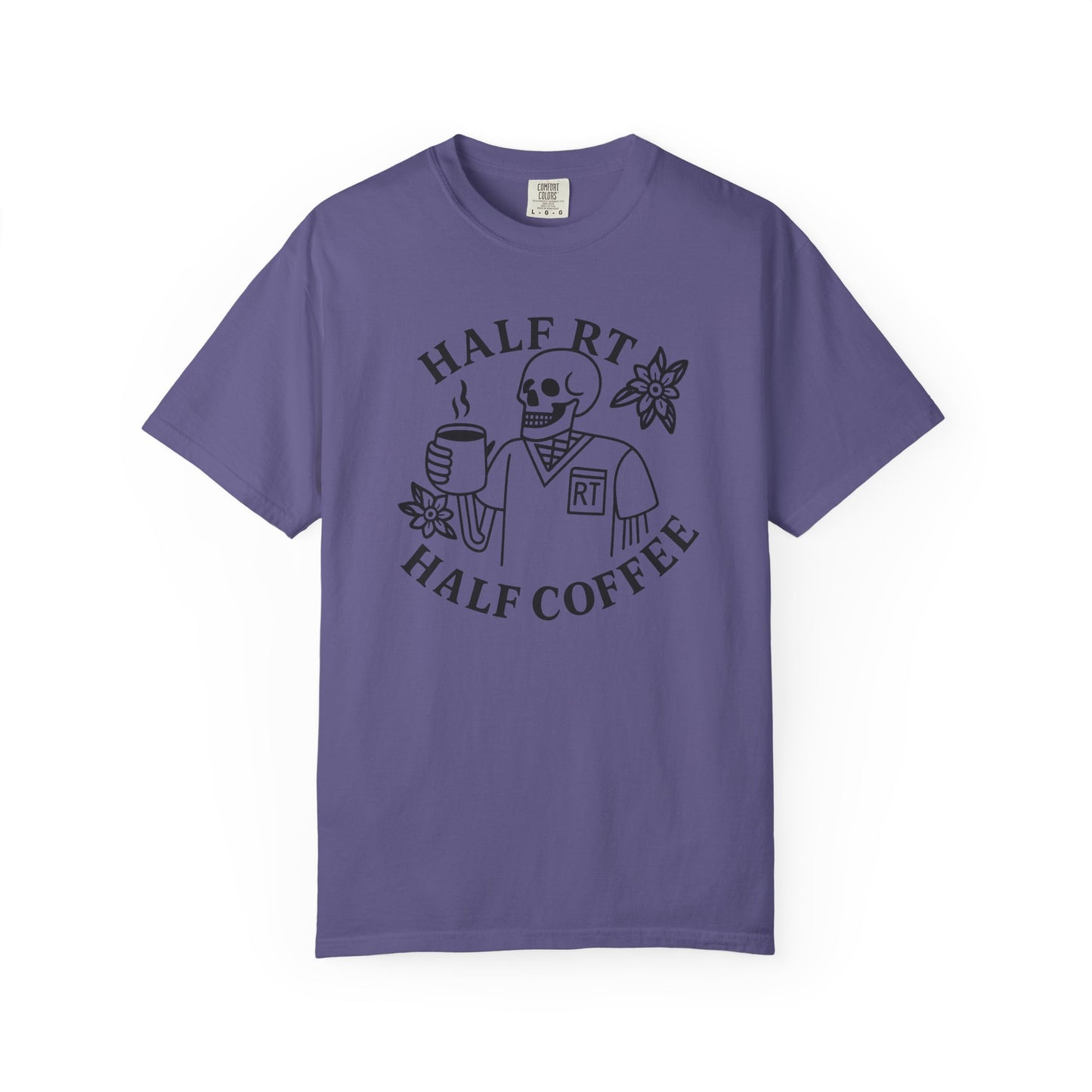 Half Coffee Half RT Respiratory Unisex Tee, Fun Coffee Lover Shirt, Casual Everyday Wear, Unique Gift for Friends, Quirky Graphic Tee
