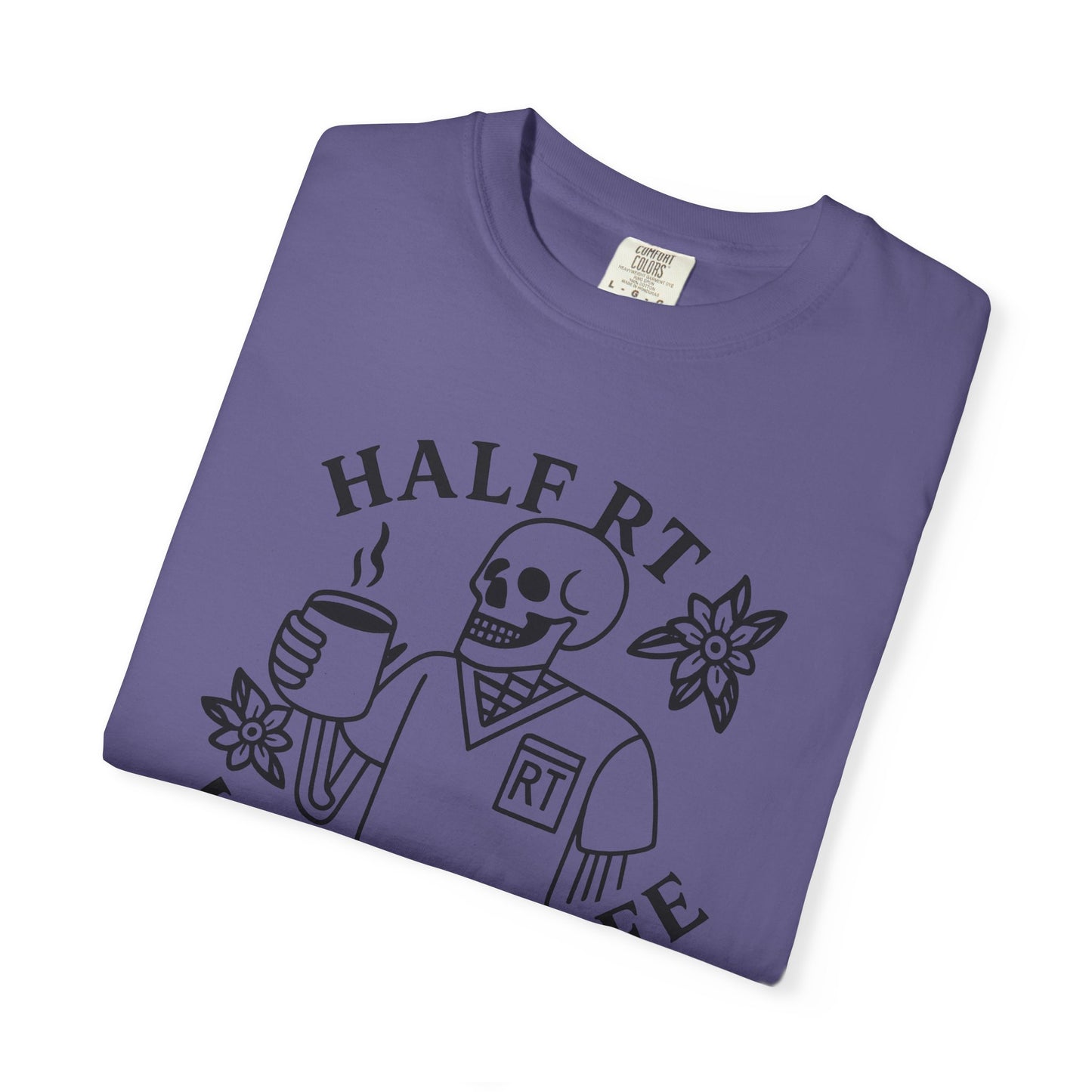 Half Coffee Half RT Respiratory Unisex Tee, Fun Coffee Lover Shirt, Casual Everyday Wear, Unique Gift for Friends, Quirky Graphic Tee