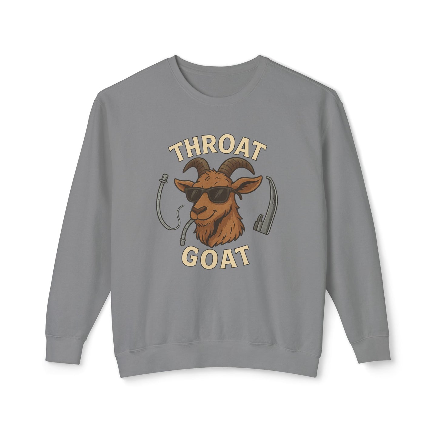 Throat Goat Unisex Crewneck Sweatshirt, Funny Goat Gift, Casual Wear, Humor Apparel, Unique Sweatshirt