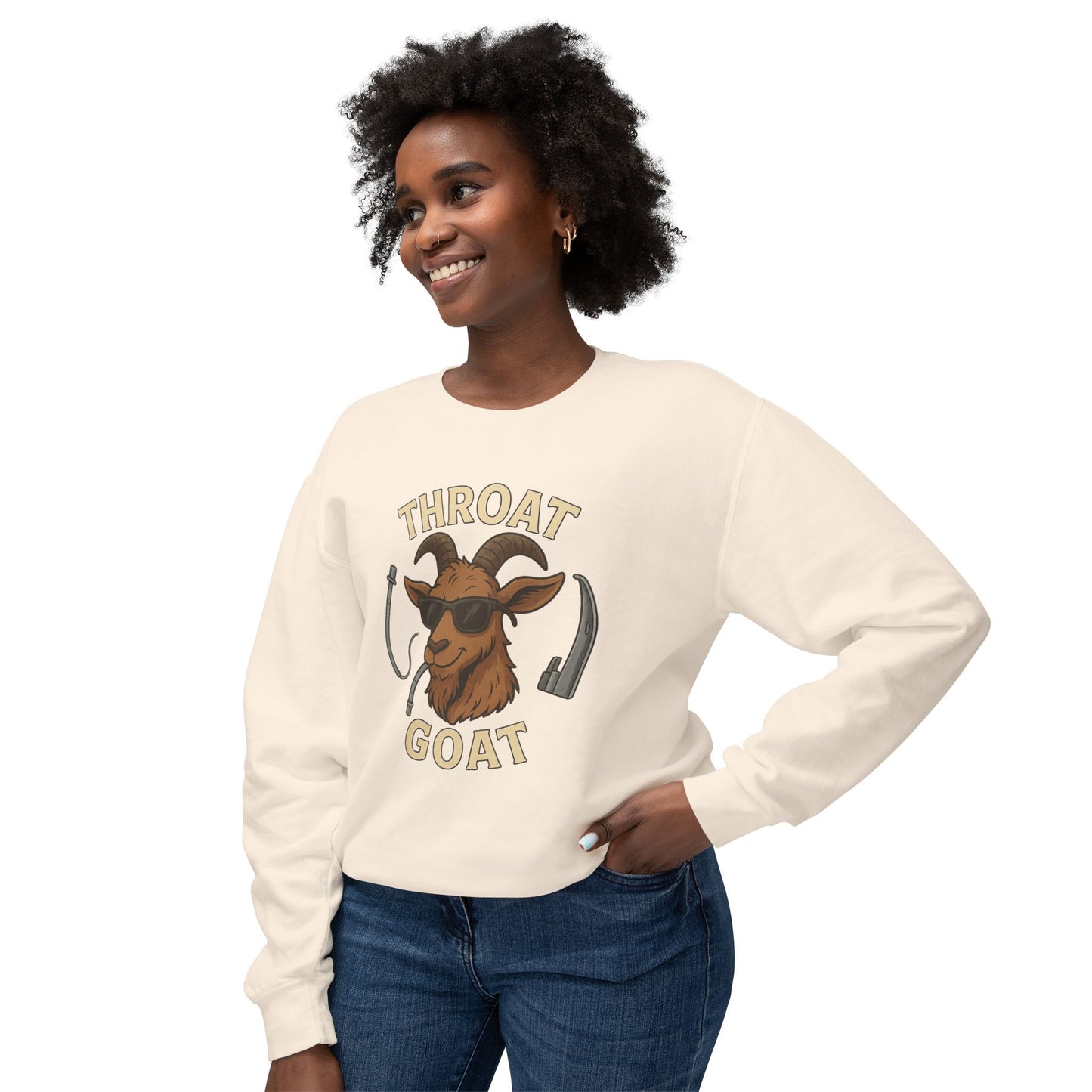 Throat Goat Unisex Crewneck Sweatshirt, Funny Goat Gift, Casual Wear, Humor Apparel, Unique Sweatshirt