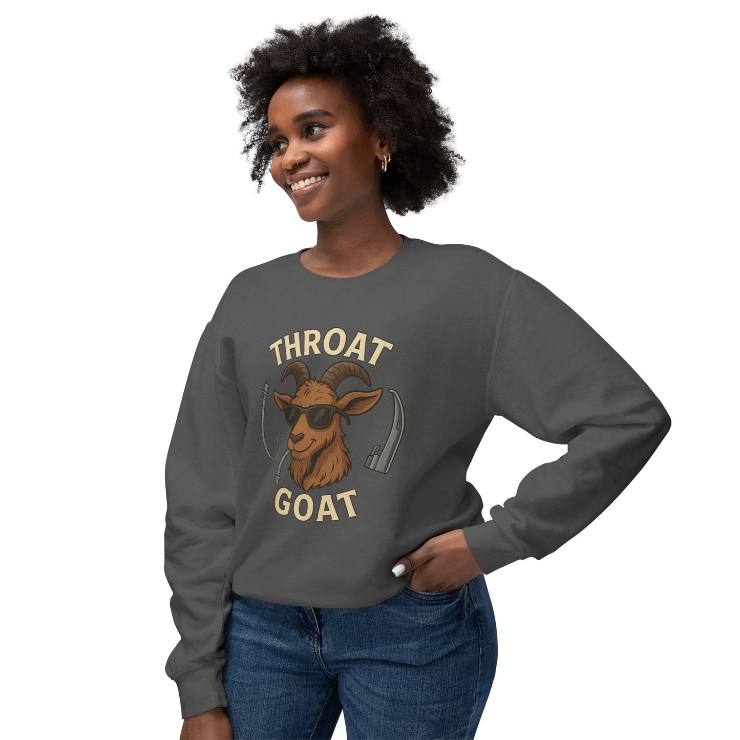 Throat Goat Unisex Crewneck Sweatshirt, Funny Goat Gift, Casual Wear, Humor Apparel, Unique Sweatshirt