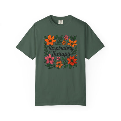Floral Respiratory Therapy T-Shirt, Medical Profession Apparel, Nurse Gift, Healing Spirit Tee, Wellness Gift, Botanical Tee