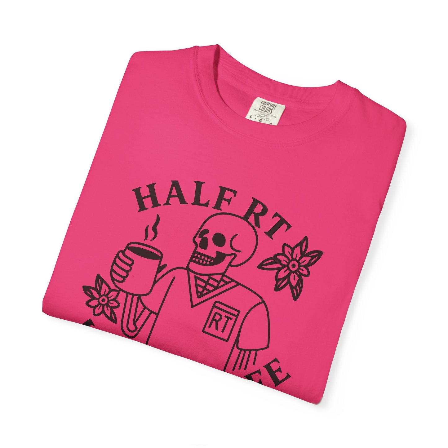 Half Coffee Half RT Respiratory Unisex Tee, Fun Coffee Lover Shirt, Casual Everyday Wear, Unique Gift for Friends, Quirky Graphic Tee