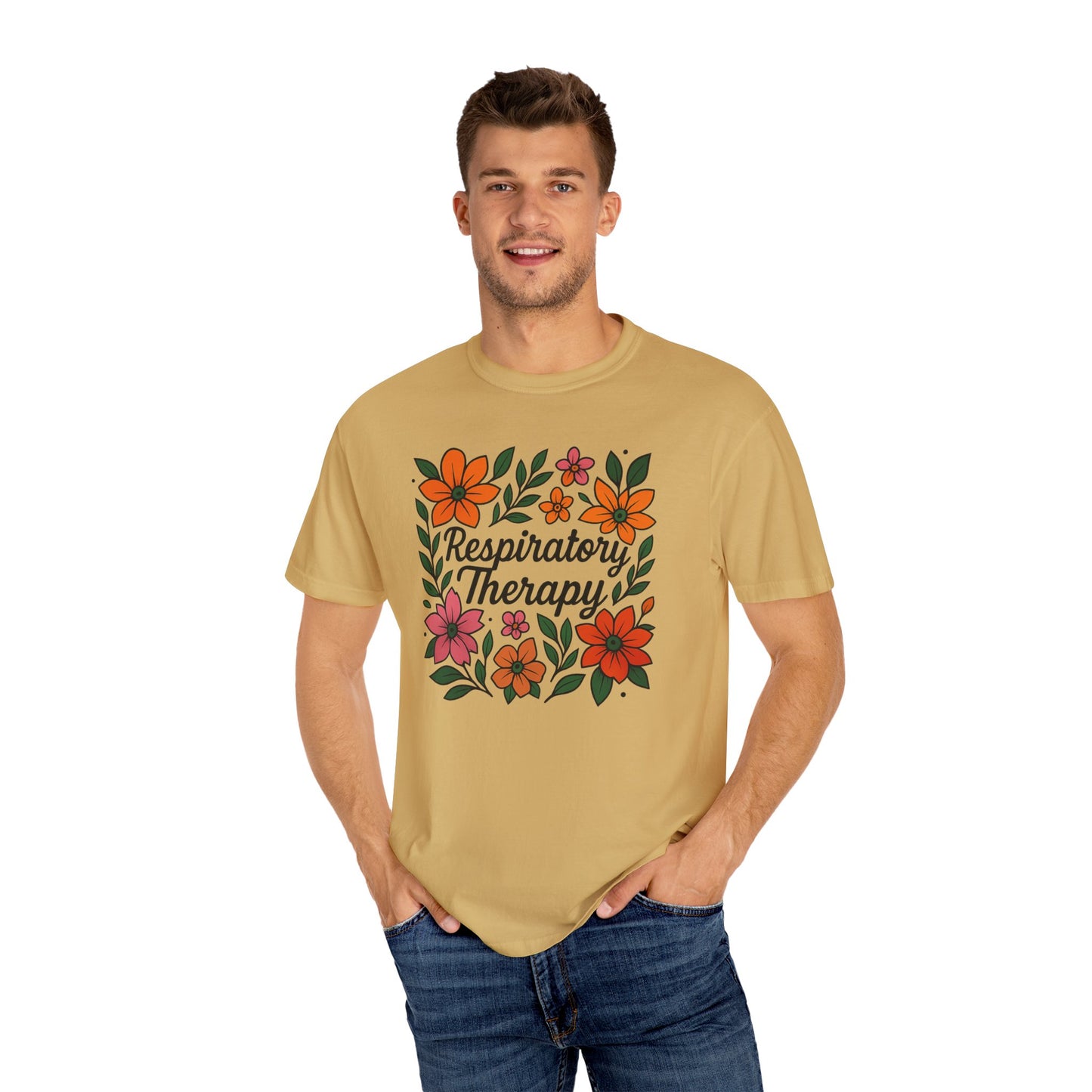 Floral Respiratory Therapy T-Shirt, Medical Profession Apparel, Nurse Gift, Healing Spirit Tee, Wellness Gift, Botanical Tee