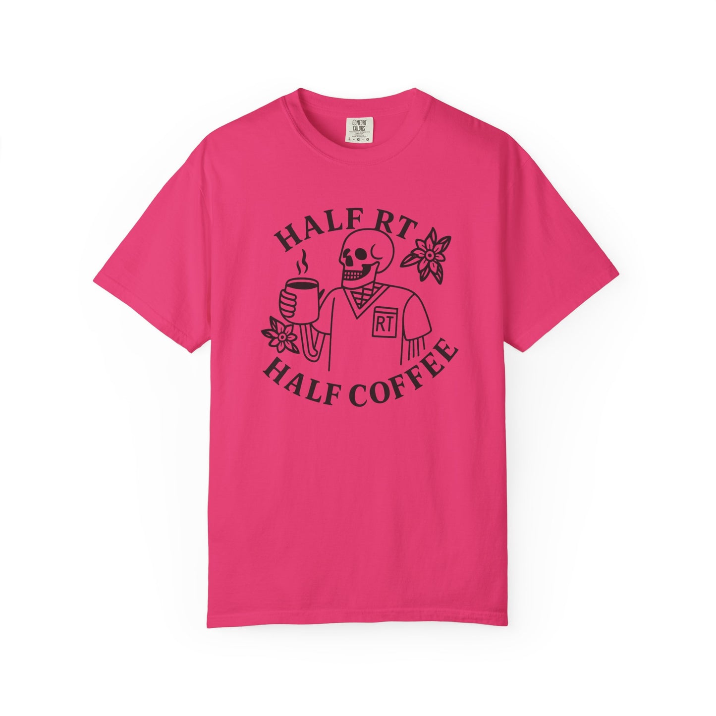 Half Coffee Half RT Respiratory Unisex Tee, Fun Coffee Lover Shirt, Casual Everyday Wear, Unique Gift for Friends, Quirky Graphic Tee
