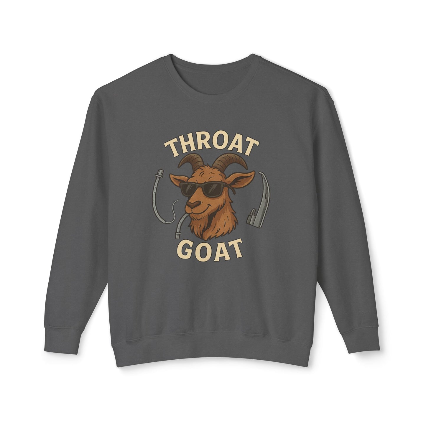 Throat Goat Unisex Crewneck Sweatshirt, Funny Goat Gift, Casual Wear, Humor Apparel, Unique Sweatshirt