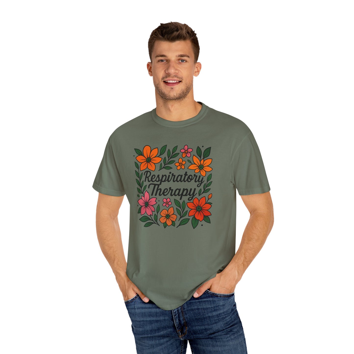 Floral Respiratory Therapy T-Shirt, Medical Profession Apparel, Nurse Gift, Healing Spirit Tee, Wellness Gift, Botanical Tee