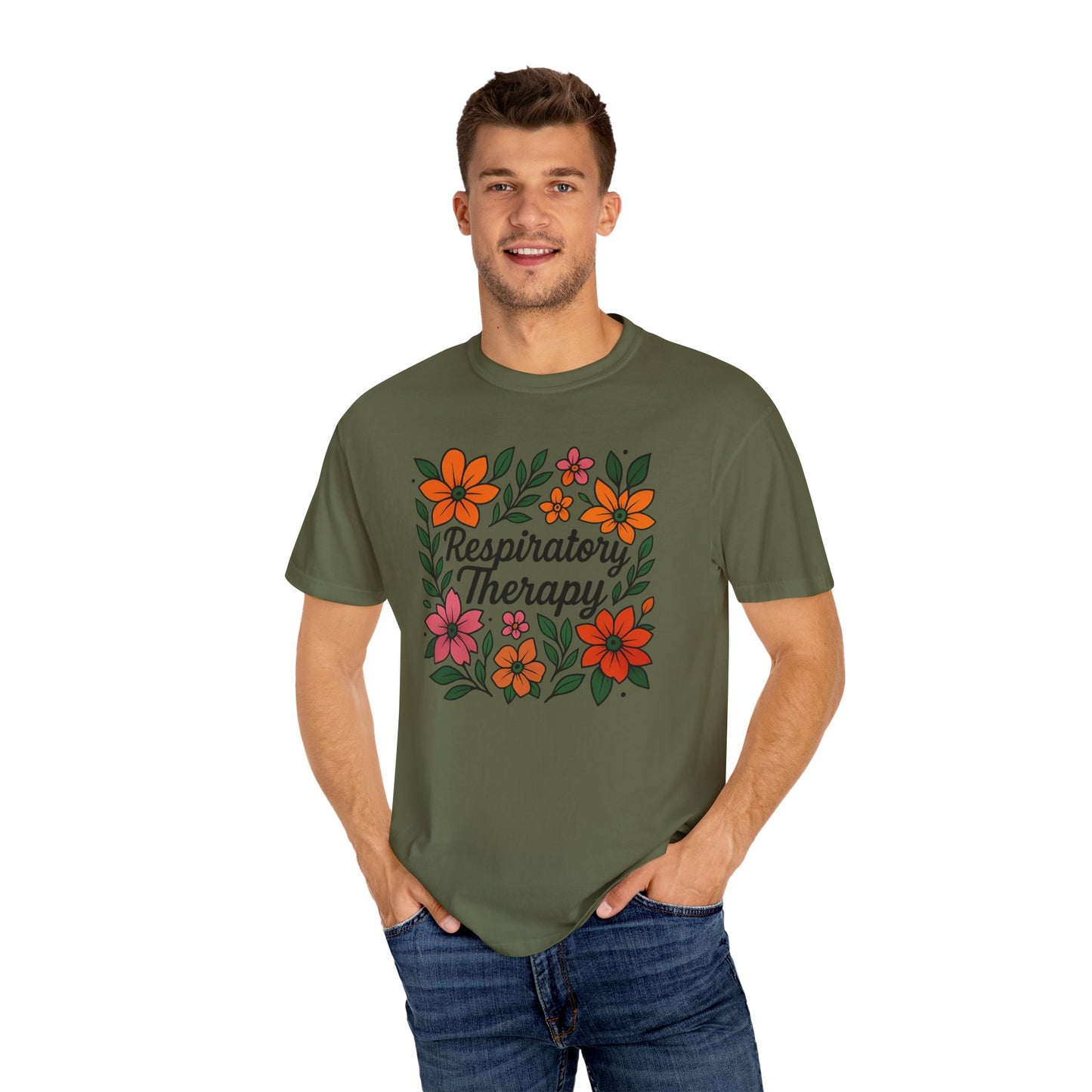 Floral Respiratory Therapy T-Shirt, Medical Profession Apparel, Nurse Gift, Healing Spirit Tee, Wellness Gift, Botanical Tee