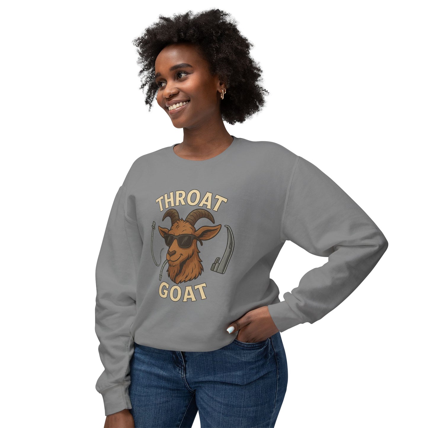 Throat Goat Unisex Crewneck Sweatshirt, Funny Goat Gift, Casual Wear, Humor Apparel, Unique Sweatshirt