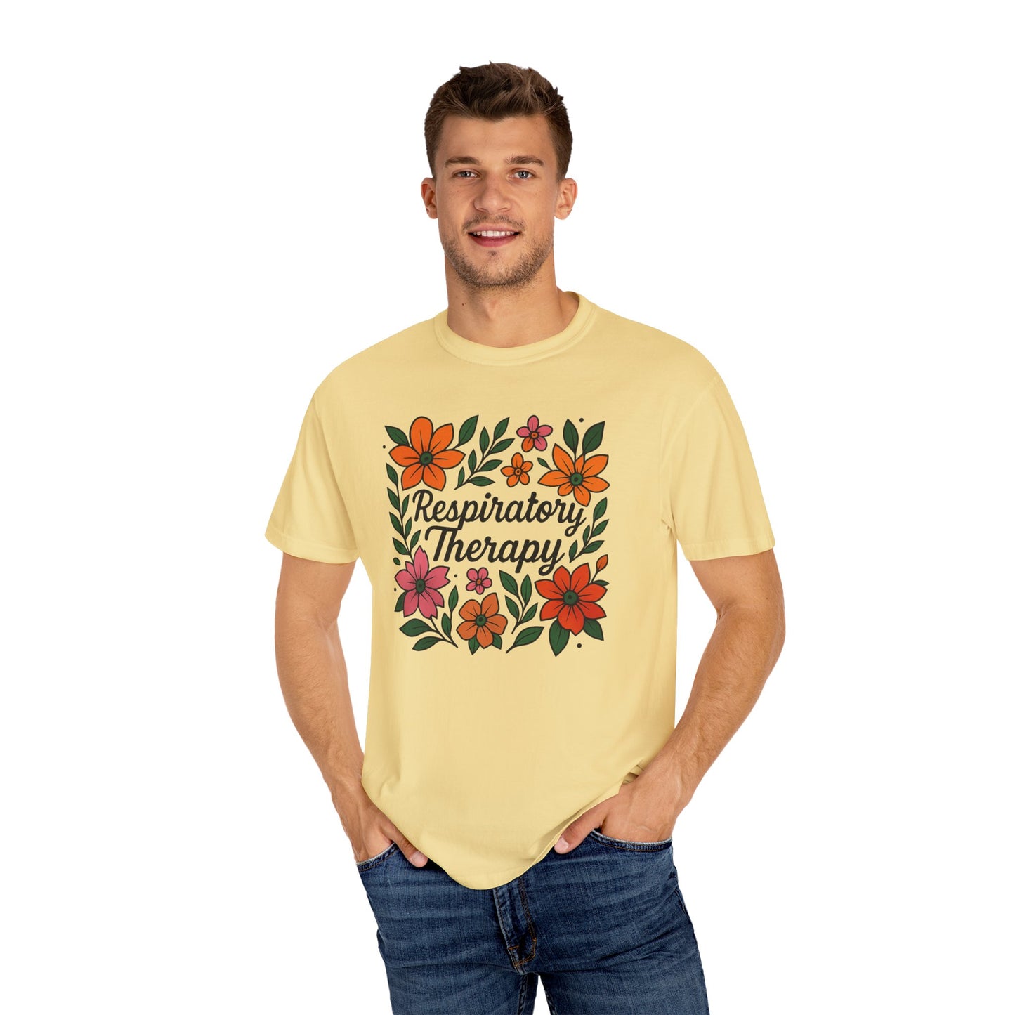 Floral Respiratory Therapy T-Shirt, Medical Profession Apparel, Nurse Gift, Healing Spirit Tee, Wellness Gift, Botanical Tee