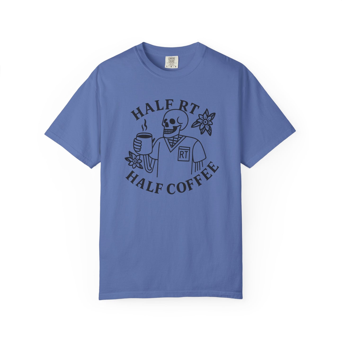 Half Coffee Half RT Respiratory Unisex Tee, Fun Coffee Lover Shirt, Casual Everyday Wear, Unique Gift for Friends, Quirky Graphic Tee