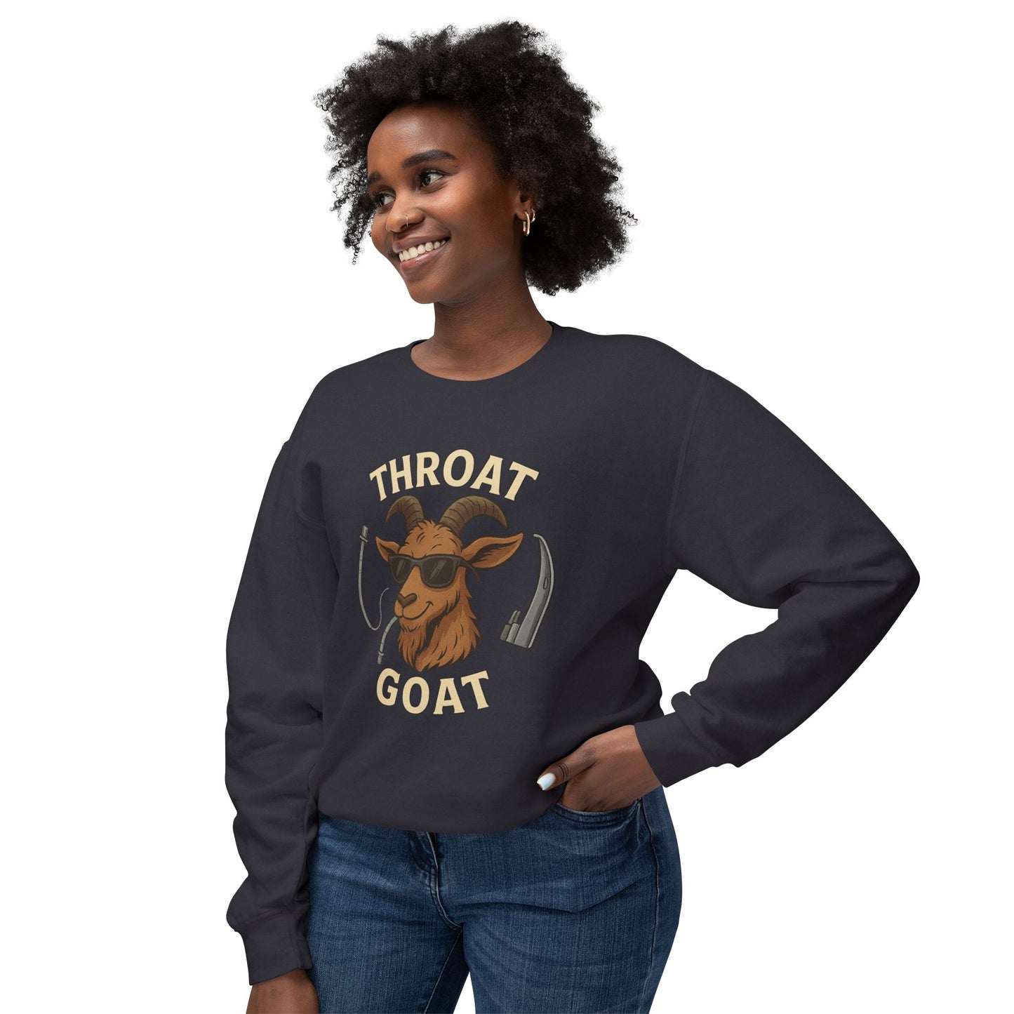 Throat Goat Unisex Crewneck Sweatshirt, Funny Goat Gift, Casual Wear, Humor Apparel, Unique Sweatshirt