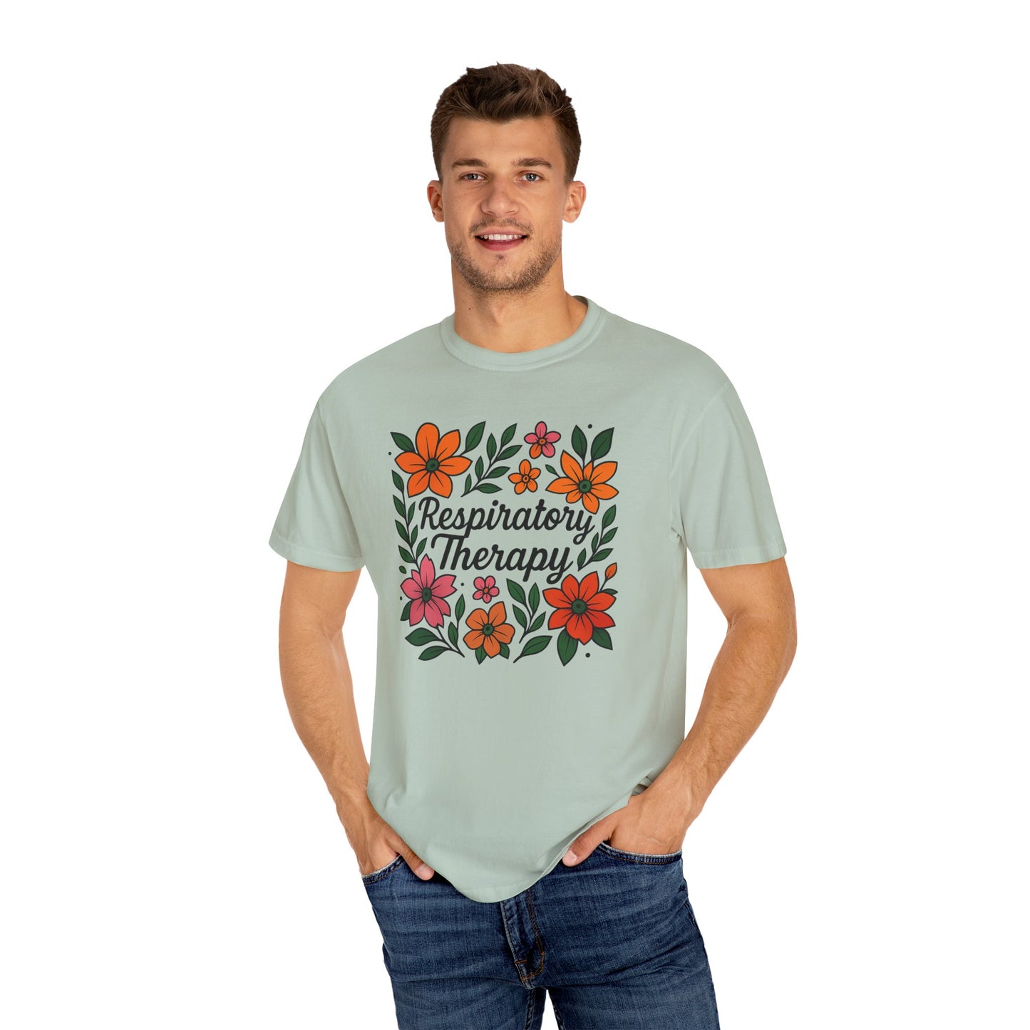 Floral Respiratory Therapy T-Shirt, Medical Profession Apparel, Nurse Gift, Healing Spirit Tee, Wellness Gift, Botanical Tee