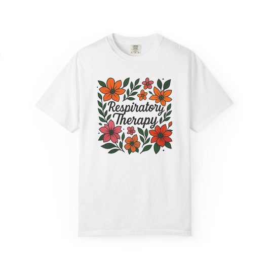 Floral Respiratory Therapy T-Shirt, Medical Profession Apparel, Nurse Gift, Healing Spirit Tee, Wellness Gift, Botanical Tee