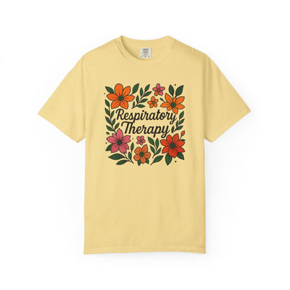 Floral Respiratory Therapy T-Shirt, Medical Profession Apparel, Nurse Gift, Healing Spirit Tee, Wellness Gift, Botanical Tee