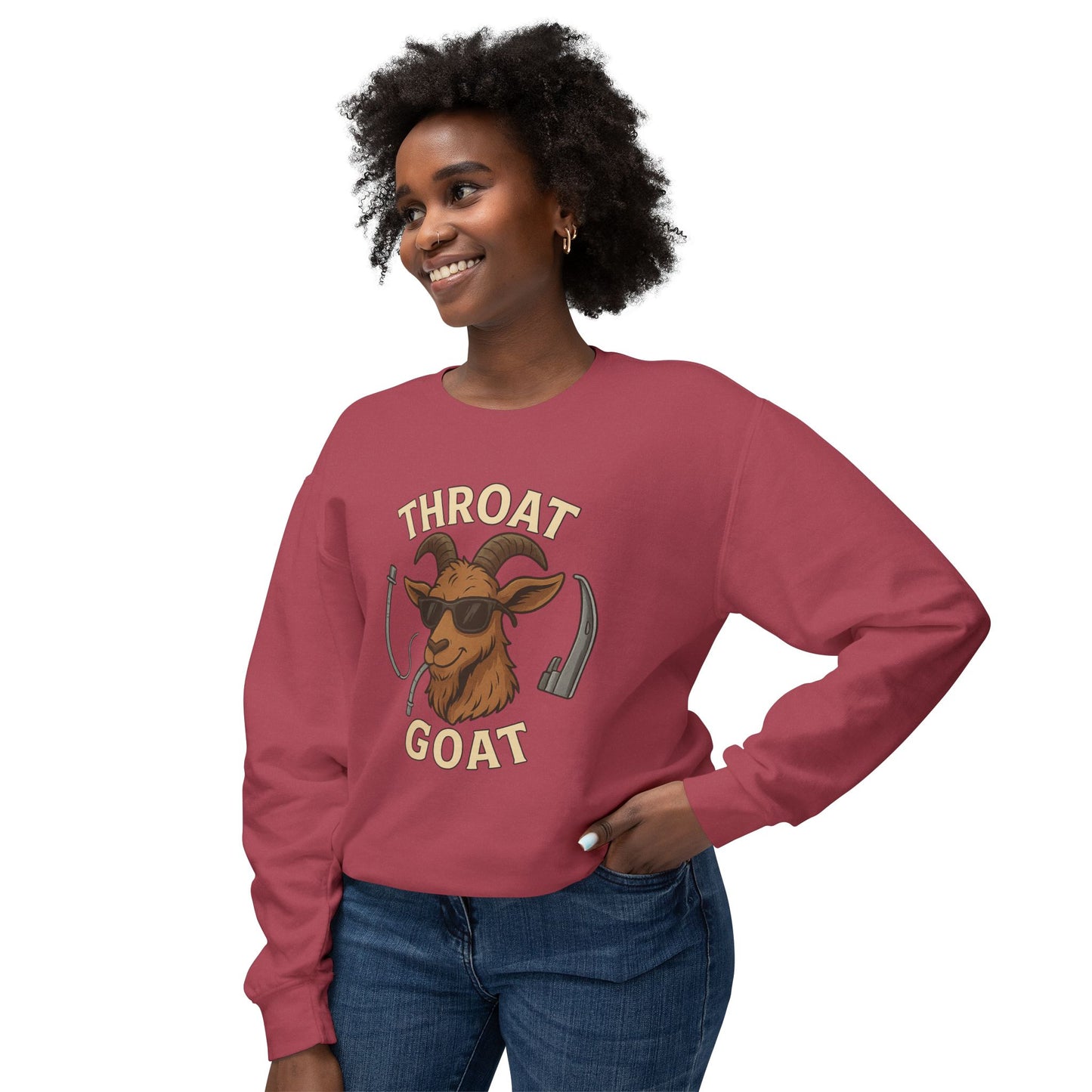 Throat Goat Unisex Crewneck Sweatshirt, Funny Goat Gift, Casual Wear, Humor Apparel, Unique Sweatshirt